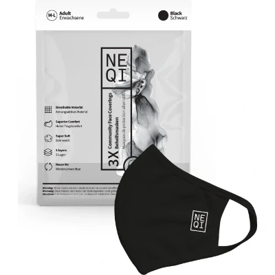 Afbeelding van NEQI Masker M/L Zwart 3st