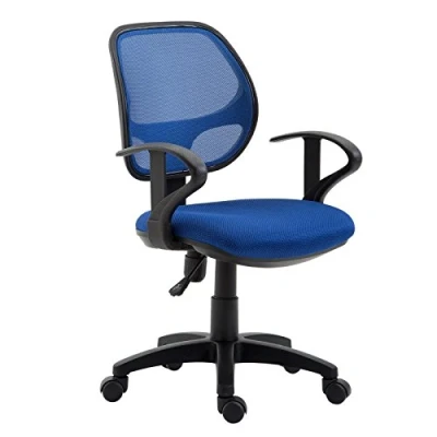 Afbeelding van IDIMEX Kinderdraaistoel, bureaustoel, draaistoel, bureaudraaistoel, COOL, 5 dubbele wielen, zitbekleding, armleuningen, in blauw