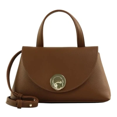 Afbeelding van COCCINELLE Leren schoudertas Nikla Handbag Double Grainy Leather Cognac / Noir bruine
