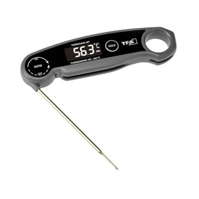 Afbeelding van TFA Dostmann Digitale grillthermometer Thermo Jack Jet, 30.1069, vleesthermometer, keukenthermometer, insteekthermometer, kerntemperatuur, BBQ, oplaadbaar via USB, afwasbaar, grijs