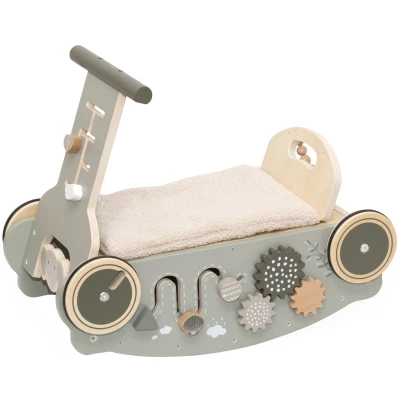 Afbeelding van Label Olijfgroen Houten 3 in 1 Looptrainer / Loopauto LLWT 10336