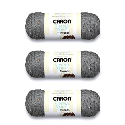 Afbeelding van Caron Simply Soft Gray Heather Tweeds Garen 3 Pack van 141g/5oz Acryl 4 Medium (Worsted) 250 Yards Breien/haken