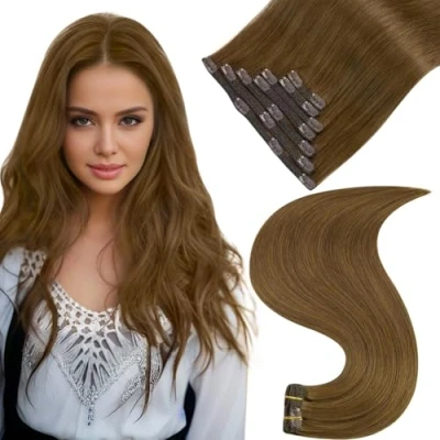 Afbeelding van Easyouth Clip in Extensies Echt Haar Dubbele Strengen Remy Human Haarextensies Clips 35cm 70g 7Stuks #4