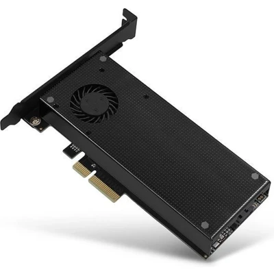 Afbeelding van AXAGON PCEM2 DC 2 poorten M.2 controller PCIe x4 Geschikt voor: NVMe SSD, SATA SSD Actieve koeling, Incl. Low Profile slotplaat