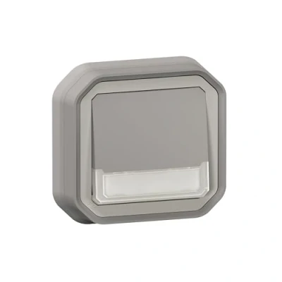 Afbeelding van Legrand plexo drukknop no verlicht 12v met etikethouder inbouw ip55 grijs 069824l
