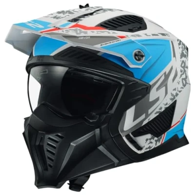 Afbeelding van LS2 OF606 Drifter Devor Matt White Blue 06 S Maat Helm