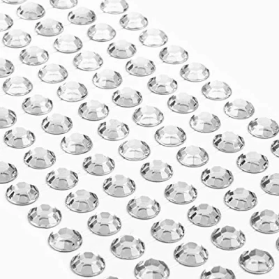 Afbeelding van Movoja Zilveren strass steentjes, ronde glitterstenen, 147 stuks, 10 mm, zelfklevend om te versieren en knutselen, sierstenen op plakken, decoratieve stenen, knutselstenen, zilver