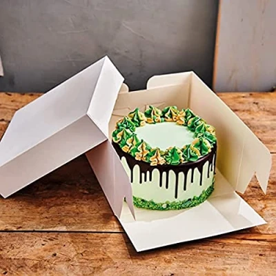 Afbeelding van FunCakes Taartdoos met Zwanenhals en Losse Deksel Vierkant Wit 25x25x15 cm 25 Stuks