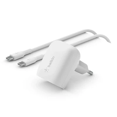 Afbeelding van Belkin 20W USB Type C Power Delivery wandlader, charger, PD 3.1 PPS gecertificeerd, reisvriendelijk, compact vormgegeven oplader, voor o.a. iPhone 15, Pro, Max, mini, iPad, Galaxy, Pixel