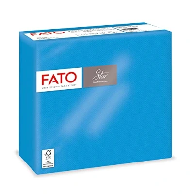 Afbeelding van Fato Wegwerppapieren servetten, zachtheid en zachtheid, verpakking met 40 afmetingen 38 x gevouwen in 4, 2 laags, kleur turquoise, 100% puur cellulosepapier, FSC gecertificeerd