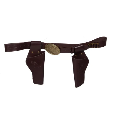 Afbeelding van Holster dubbel bruin met kogels en riem