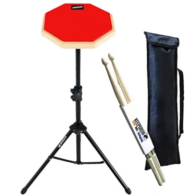 Afbeelding van keepdrum DP RD SET Practice Pad rood met oefenpadsstandaard en tas + drumsticks 1 paar