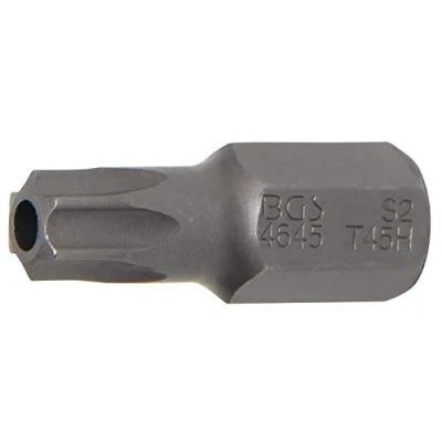 Afbeelding van BGS 4645 Bit lengte 30 mm 10 (3/8&quot;) buitenzeskant T profiel (voor Torx) met boring T45