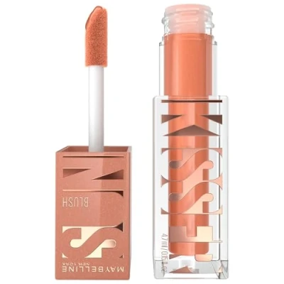 Afbeelding van Maybelline New York, SUNKISSER, multifunctionele verlichtende vloeibare blos, blozen, markeerstift en bronzer, gezonde gloed, gebruinde teint, glanzende make up, schaduw: Downtown Rush 4,7 ml