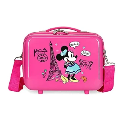 Afbeelding van Minnie Around the World Toilettas, aanpasbaar, met schoudertas, roze, 29 x 21 15 cm, stijf, ABS 9,14 l