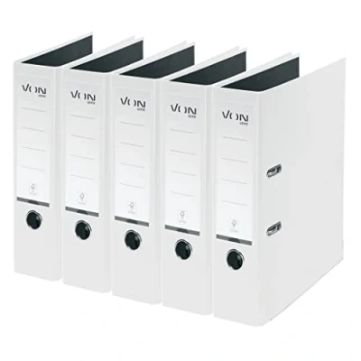 Afbeelding van VON Leitz 10551001 Ordner A4, karton met kunststof omslag, 80 mm rugbreedte, voor 600 vellen, FSC gecertificeerd karton, school, studie en huishouden, wit