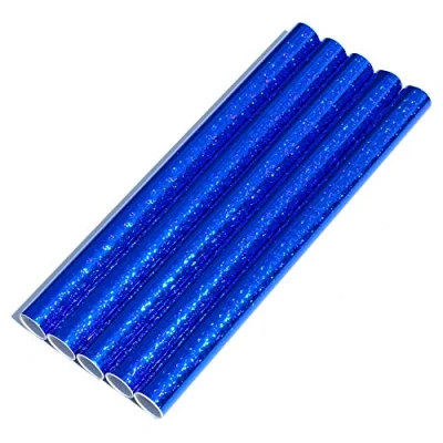 Afbeelding van Set van 5 plakfolie hologram zelfklevende glitter decoratiefolie gekleurde bastefolie vinyl stickers DIY 100 cm x 33 (vlokken blauw)