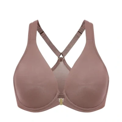 Afbeelding van DELIMIRA Women&#039;s Front Closure Racerback Naadloze Beugel Ongevoerde Plunge Full Coverage Bra Bruin Paars 100F
