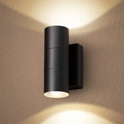 Afbeelding van CELAVY Led wandlamp, wandlamp voor buiten, IP65 waterdicht, buitenlamp van aluminium, updown, buitenlamp, GU10, buitenverlichting, buitenwandlamp balkon, garage, terras, zwart