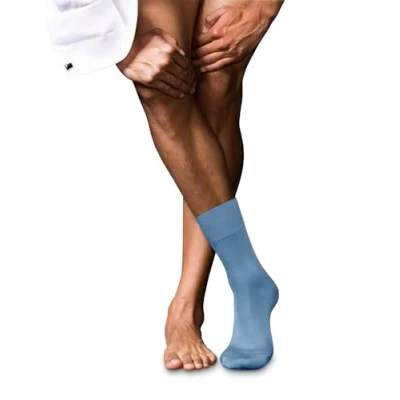 Afbeelding van FALKE Herensokken No. 6 M SO wol zijde effen 1 paar, blauw (Airy Blue 6707), 39 40, 40 EU