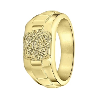 Afbeelding van Lucardi Surinamischer Teppichklopfer Ring goldcoloured, Heren, Maat: 69, Gold coloured