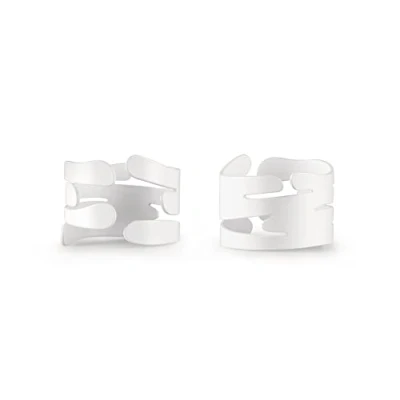 Afbeelding van Alessi Barkring BM17S2 W Set van twee designservethouders met op de natuur geïnspireerde decoratie, in staal gekleurd epoxyhars, wit