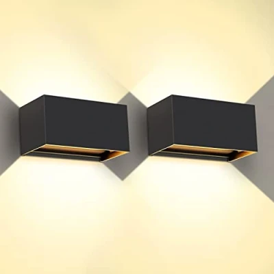 Afbeelding van Kingwen 20 W led wandlamp voor binnen en buiten, 2 stuks, zwart, 3000 K, buitenlamp met instelbare stralingshoek, wandverlichting binnen, IP65.