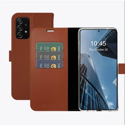 Afbeelding van Samsung Galaxy A72 Hoesje Echt leder Valenta Bookcase Bruin Telefoonhoesje