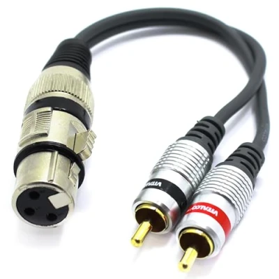 Afbeelding van VITALCO XLR Vrouwelijk naar 2x RCA Mannelijke Adapter 3 PIN Microfoon Dubbele Plug Kabel