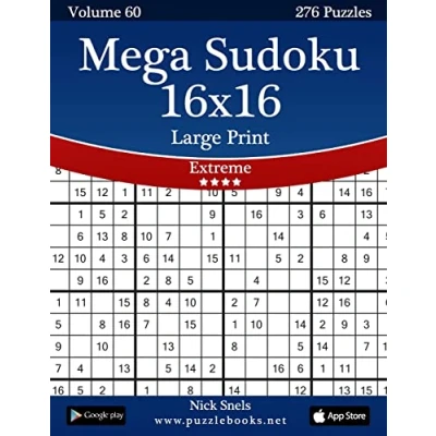 Afbeelding van Mega Sudoku 16x16 Large Print Extreme Volume 60 276 Logic Puzzles
