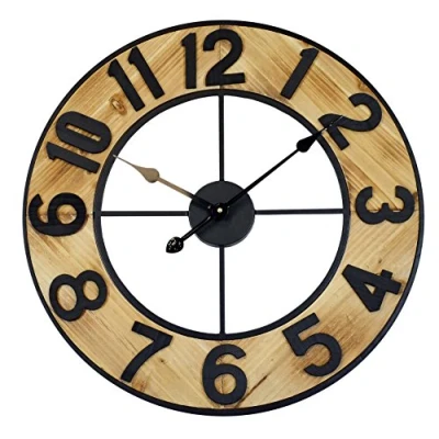 Afbeelding van analoge quartz wandklok WT161, rustiek/retro optiek, Ø 6 cm XXL klok