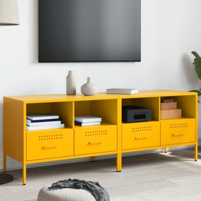 Afbeelding van vidaXL Tv meubelen 2 st 68x39x50,5 cm koudgewalst staal mosterdgeel