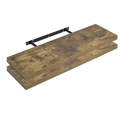 Afbeelding van WOLTU RG9317hov 2 Wandplank, boekenplank, planken voor decoratieve wandplanken van MDF hout, set hangplanken, vintage bruin, 100 x 22,9 3,8 cm