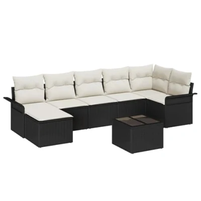 Afbeelding van vidaXL 7 delige Ligbed Set met Kussens Bruin Poly Rattan