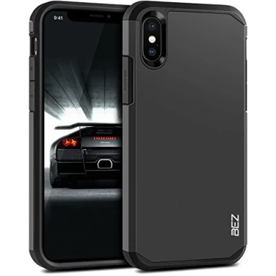 Afbeelding van BEZ iPhone X Hoesje, XS Case, Schokbestendig Cover Compatibel met X/iPhone XS, Schokabsorberend, Heavy Duty Dual Layer Tough Cover, Zwart