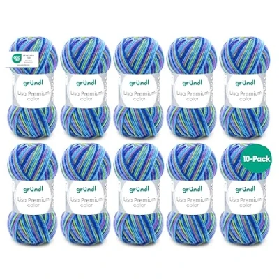 Afbeelding van Gründl Lisa Premium color (brei en haakgaren met wolachtig karakter van 100% polyacryl, 50 g/133 m, naalddikte: 3,5 4,5, 10 x g), mint oudroze Caribisch blauw