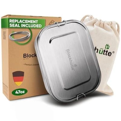 Afbeelding van Blockhütte Hoogwaardige roestvrijstalen lunchbox I 1400ml De broodtrommel is opgedeeld in compartimenten en kun je makkelijk afsluite Deze bento box
