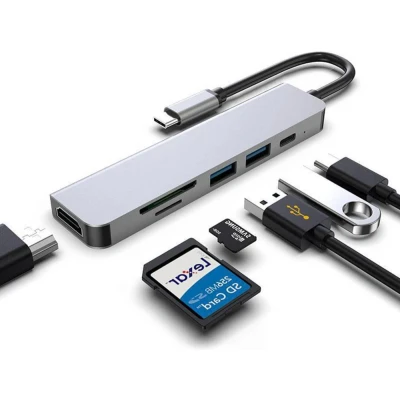 Afbeelding van MMOBIEL 6 in 1 USB C Hub voor MacBook Pro Air Type Thunderbolt 3 4K 60HZ