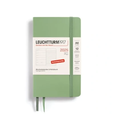 Afbeelding van LEUCHTTURM1917 370531 weekkalender &amp; notitieboek pocket (A6) 2025, zachte kaft, salie, Duits