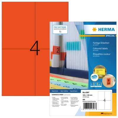 Afbeelding van Etiket HERMA 4397 105x148mm A6 rood 400stuks