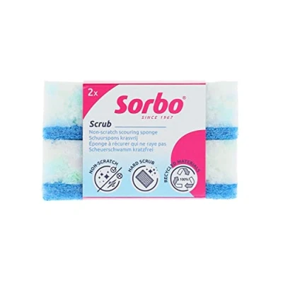 Afbeelding van Sorbo Scheuerschwämme, Recycelte PET Flaschen, Blau/Weiß, Medium, 2