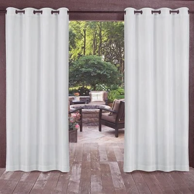 Afbeelding van ele ELEOPTION Outdoorgordijnen, waterafstotend, uv bescherming, ingestanste ringen, winddicht, ondoorzichtig, voor binnen en buiten, tuin, binnenplaats, balkon, melkwit, 1 stuks, 132 x 240 cm