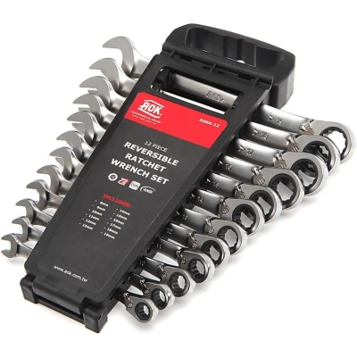 Afbeelding van AOK 12 Delige Professionele Kantelbare Ring, Ratel, Steeksleutelset