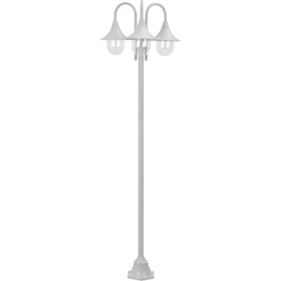 Afbeelding van Paalverlichting tuin E27 220 cm aluminium wit 3 delig