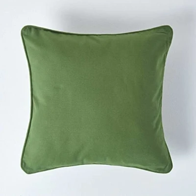 Afbeelding van Homescapes groene kussenhoes 30 x cm, decoratieve met ritssluiting van 100% katoen, effen voor sierkussens en bankkussens, donkerolijfgroen