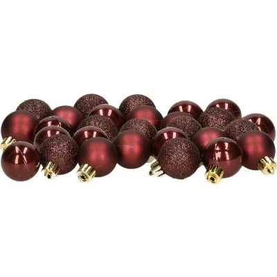 Afbeelding van Decoris 28x stuks kleine kunststof kerstballen mahonie bruin 3 cm Kerstbal