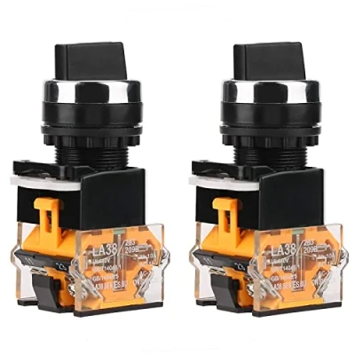 Afbeelding van WANGCL 2 STKS Draaischakelaar, 22mm Ronde Select Knop Waterdichte Draaikeuzeschakelaar Posities NC + GEEN Zelfsluitende