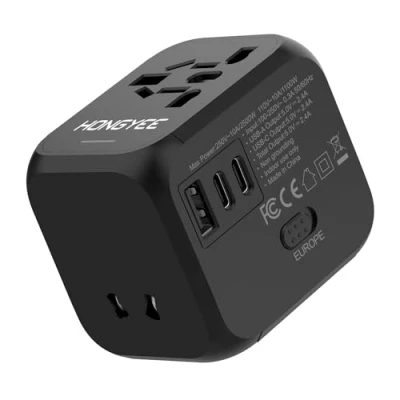 Afbeelding van HONGYEE Reisadapter wereldreis reisstekker, wereldwijd universele adapter, met PD20W 2 USB C en 1 A stekkeradapters, Engeland VS EU Duitsland Australië stekker voor 180+ landen