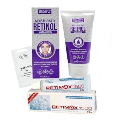 Afbeelding van Veganistische retinol Cream &amp; Retimax 1500 Vitamine A crème masker nacht anti aging rimpels hydraterende droge gevoelige huid verstevigt verzachtend renewing rimpel dyhadrated Face