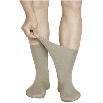 Afbeelding van VITSOCKS Niet Knellend Randje Extra Brede Sokken Heren (3 PAAR) Gezwollen Voeten en Enkels, beige, 39 41